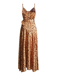 Leopard Split Thigh Sexy Sling Dress